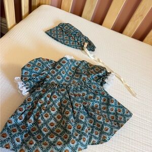 American Girl Blue and Orange Doll Dress with Hat